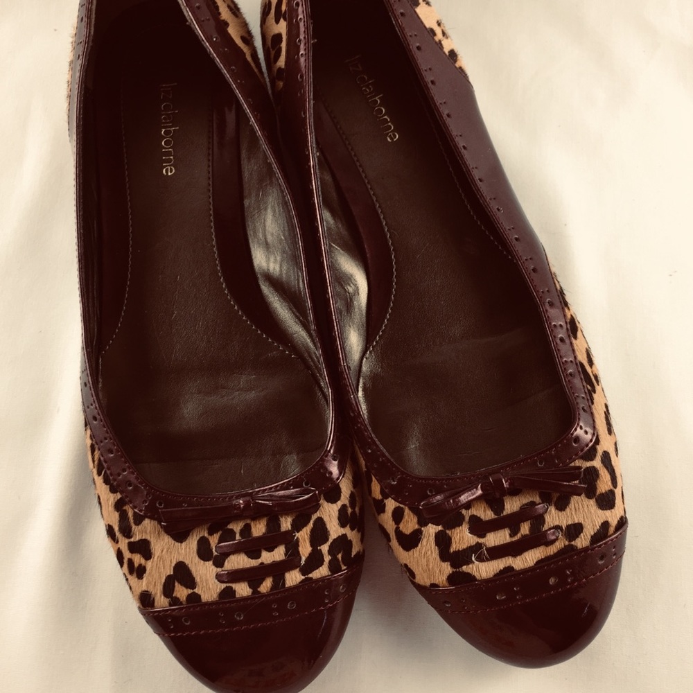 Liz Claiborne Leopard Print Tan and Brown Flats